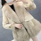 Women's Winter Fur Coat Plus Size Long Sleeve Fur Collar Slim Coat Female Solid Color Casual Warm Jacket