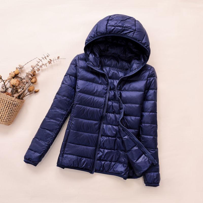 Winter Women Ultralight Thin Down Jacket White Duck Down Hooded Jackets Long Sleeve Warm Coat Parka Female Portable Outwear