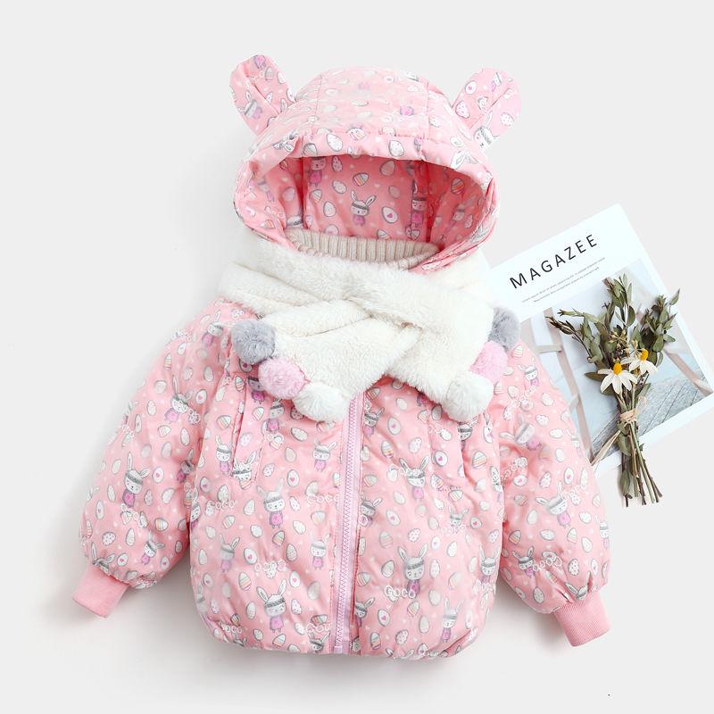 Cute Children Down Padded Jacket Baby Boy Girl Flower Winter Thicken Parkas Kids Colorful Clothes Hoodie Warm&waterproof Outwear