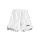 Breasted Shorts Male Hip-hop Cashew Flower Stitching Loose Tide Brand Trend Fake Two-piece Casual Five-point Pants