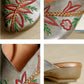Leather Embroidered Flower Baotou Sandals Middle Heel Leather Retro Outer Wear Half Slippers Summer