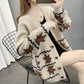 Autumn and Winter Loose Sweater Maple Leaf Pattern Coat Knitted Cardigan Blouse