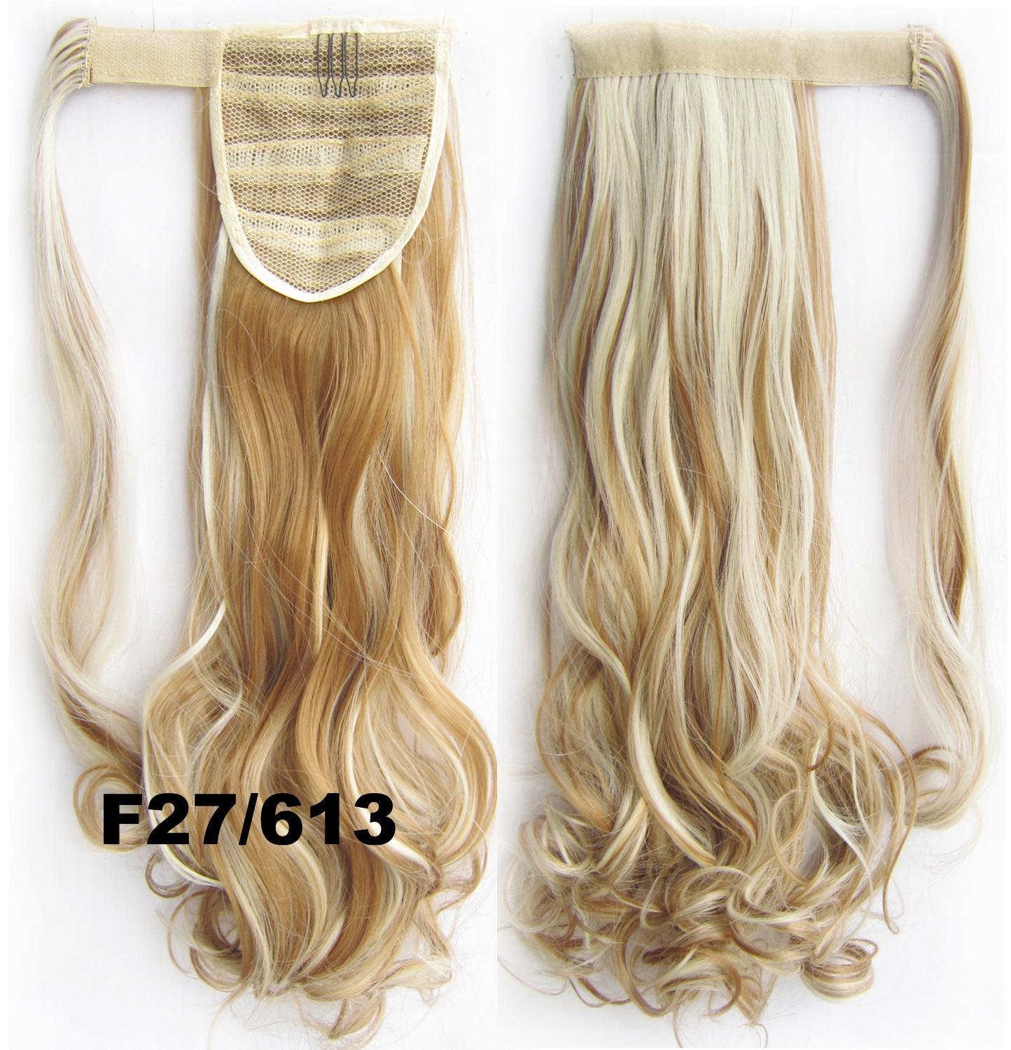 24" Long Wavy Wrap Around Clip In Ponytail Hair Extension Synthetic Natural Wave Pony Tail Fake Hair