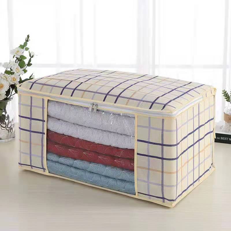 1PCS Storage Bag Non-woven Transparent Window Clothes Organizer Bag for Easy Folding Household Goods