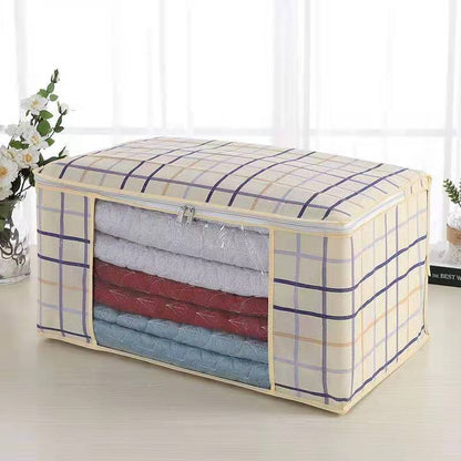 1PCS Storage Bag Non-woven Transparent Window Clothes Organizer Bag for Easy Folding Household Goods