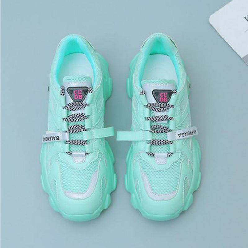 Spring  Summer Mesh Breathable Sports Shoes  Female Students Korean Version  All-match Casual Sports Shoes Flat-bottomed Thick-soled Women's Shoes