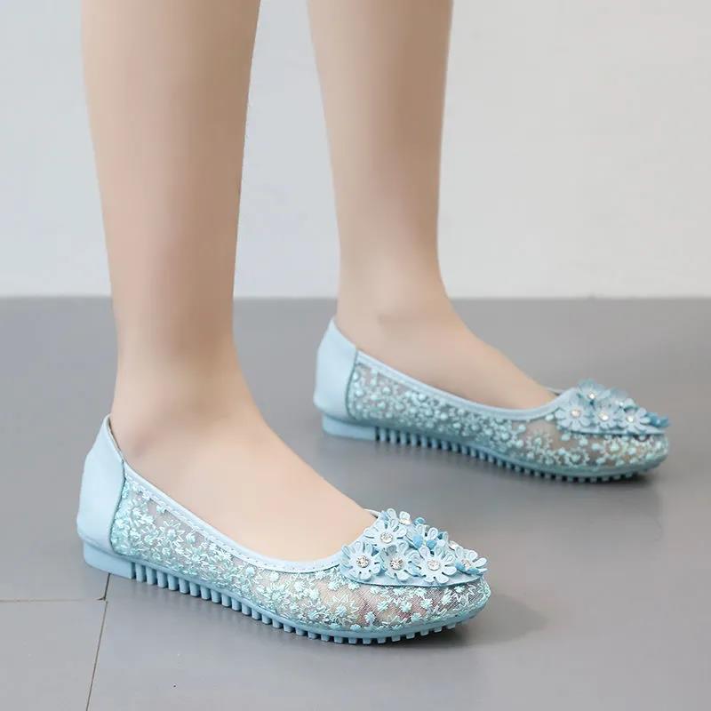 Women's Shoes Summer Sandals Breathable Mesh Single Shoes Shoes Flat Shoes Pedal Peas Shoes Tide
