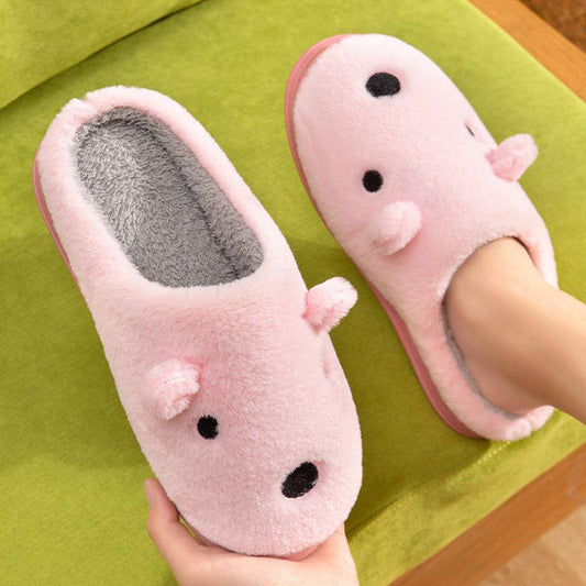 Autumn and Winter Pure Cotton Slippers Indoor Non-slip Soft-soled Shoes Warm Simple Plush Cotton Shoes