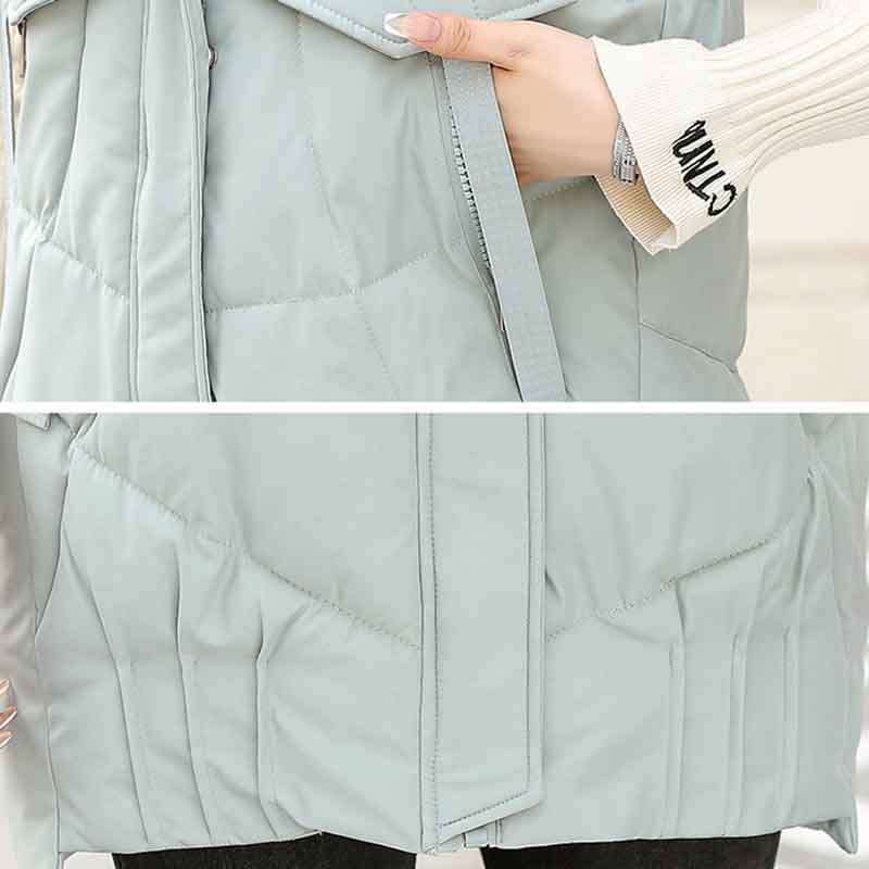 Winter Vest Women's Autumn and Winter Down Cotton Mid-length Hooded Warm Jacket