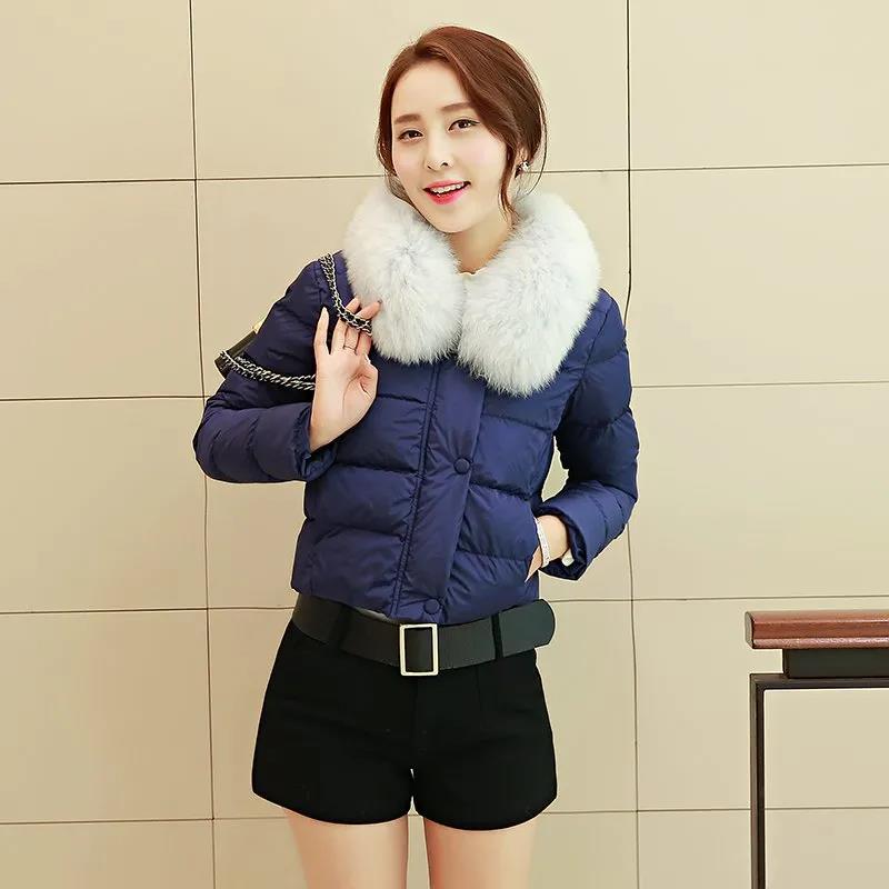 Winter Down Jacket Short Slim-fit Warm Jacket White Fur Collar Lightweight Women's Down Jacket