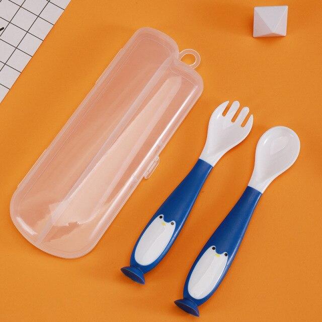 Silicone Spoon for Baby Utensils Set Auxiliary Food Toddler Learn To Eat Training Bendable Soft Fork Infant Children Tableware