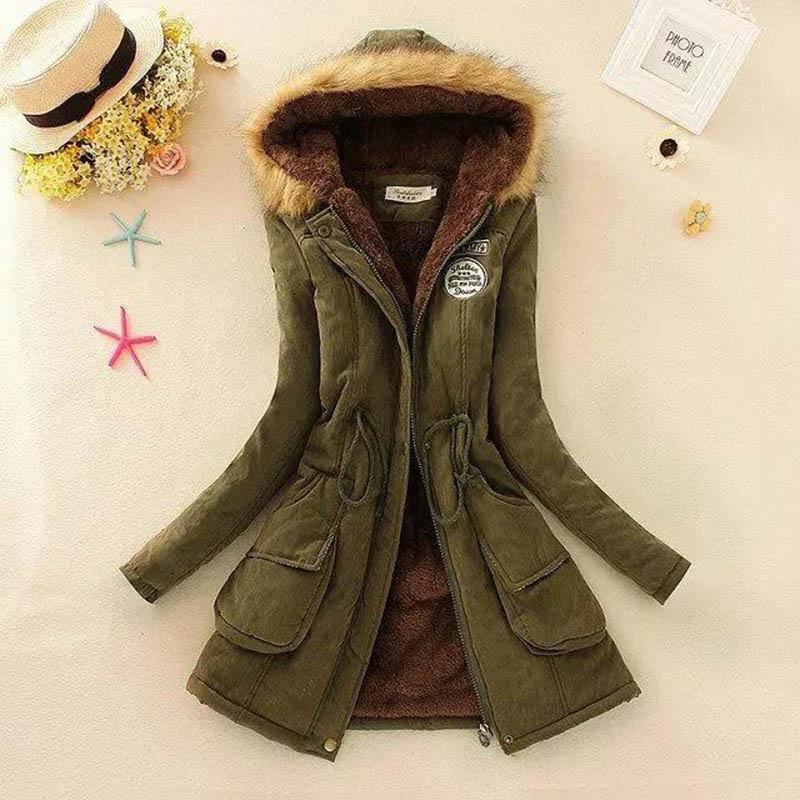 WTEMPO Fleece Hooded Cotton-padded Jacket Women's Waist Lamb Velvet Student Cotton-padded Jacket with Woolen Collar Padded Jacket