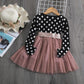 Elegant Kids Flower Girls Dresses Children Kids Floral Long Sleeve Clothing Girls Princess Tulle Dress