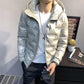 Korean Style Stand-up Collar Bright Embossed Men's Down Jacket Trendy Slim Short Down Jacket Winter Light Jacket