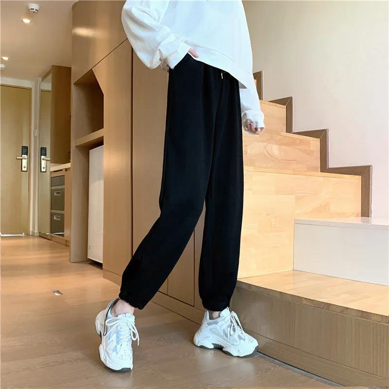 Drawstring Drawstring Pants Female Student Ins Harajuku Style High Waist Straight Casual Wide-leg Sports Harem Pants