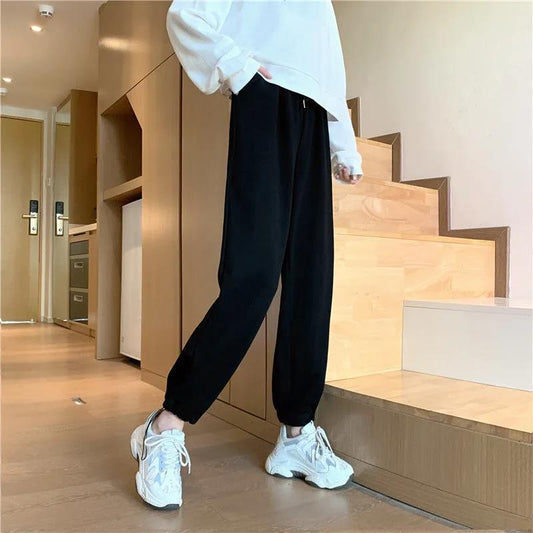 Drawstring Drawstring Pants Female Student Ins Harajuku Style High Waist Straight Casual Wide-leg Sports Harem Pants