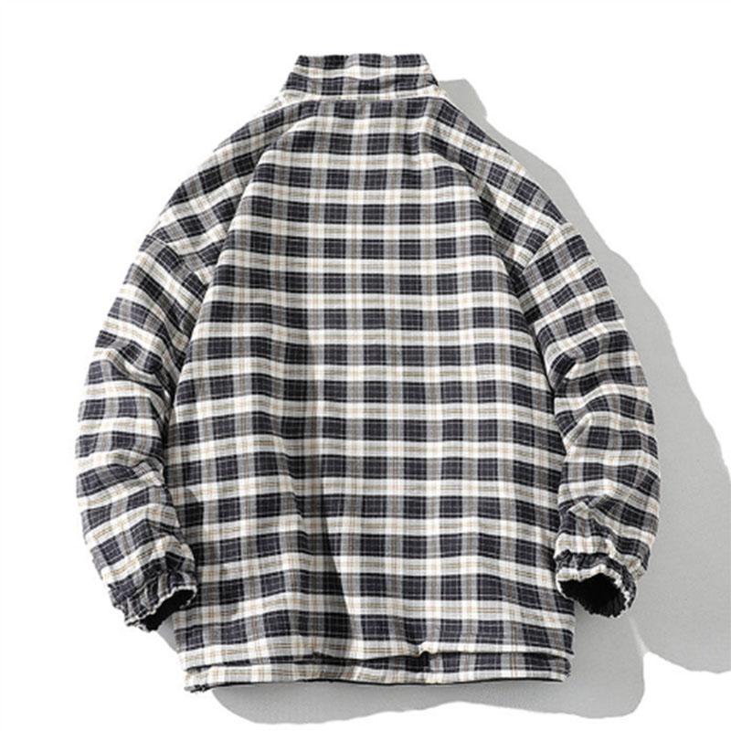 Spring and Autumn Two-sided Standing Collar Plaid Jacket Men's Thin Large Size Baseball Uniform Tide Brand Loose Double-sided Sports Jacket