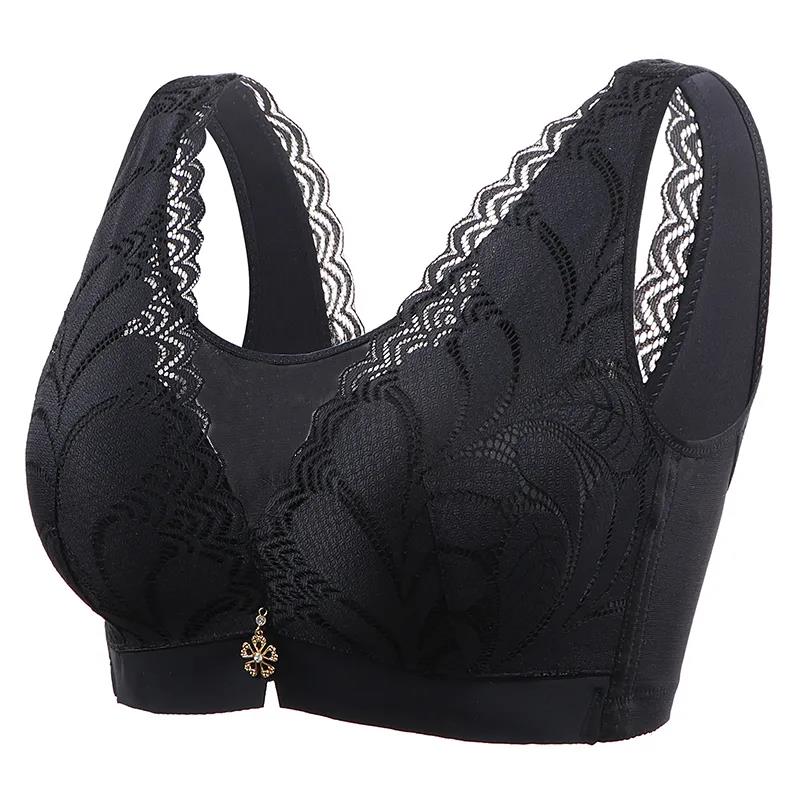 Women's Plus Size Bra Seamless Bras Solid Color Underwear Lace Brassiere Wirefree Soft Bra with Pad Vest Top Bra