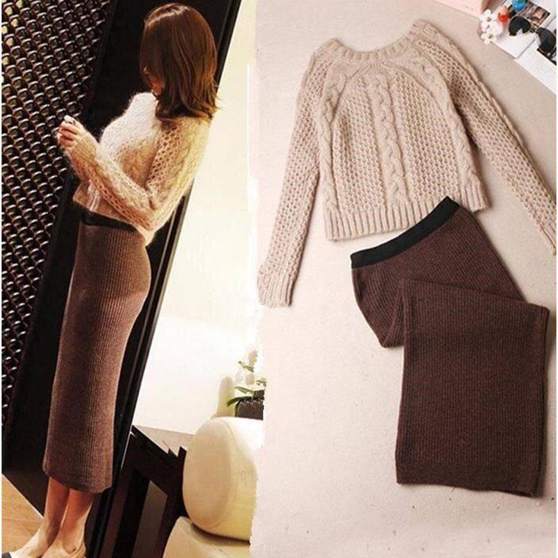 Pofulove Women Knitted Sweater pullover Korean knitwear loose round neck bottoming sweater winter