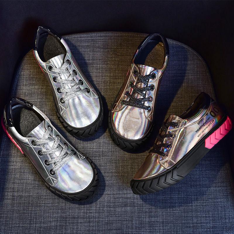 Muffin Thick Bottom Sports Casual Shoes Female Color Matching Harajuku Wild Laser Shoes Ins Tide Shoes