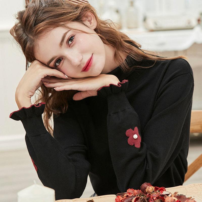 Turtleneck Bottoming Sweater Knit Sweater Women Loose Korean Style Students Autumn Winter New Long-sleeved Pullover Top