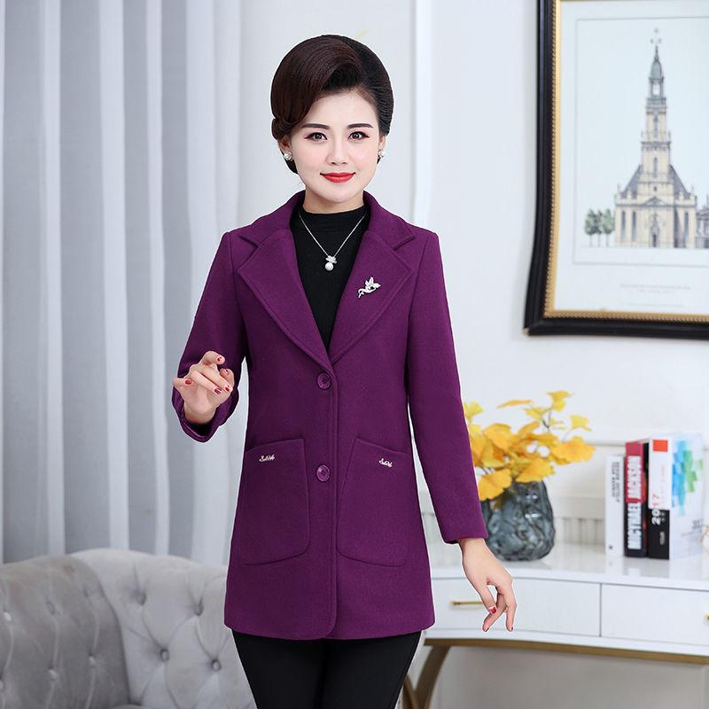 Wool Blend Coat Autumn Winter Jacket Ladies Mujer Fashion Turn-down Collar Solid Casaco Feminino