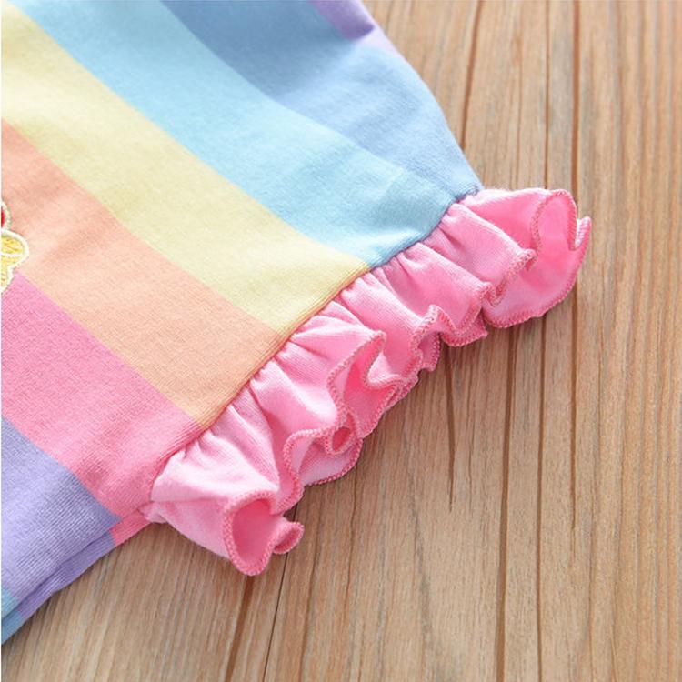 Two-piece Suit Children's Clothing Summer Rainbow Casual Suit Girls Fungus T-shirt Shorts
