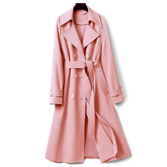 Windbreaker Women's Mid-length Spring and Autumn Slim Fit and Thin Temperament with Lining Coat Simple Women's Coat