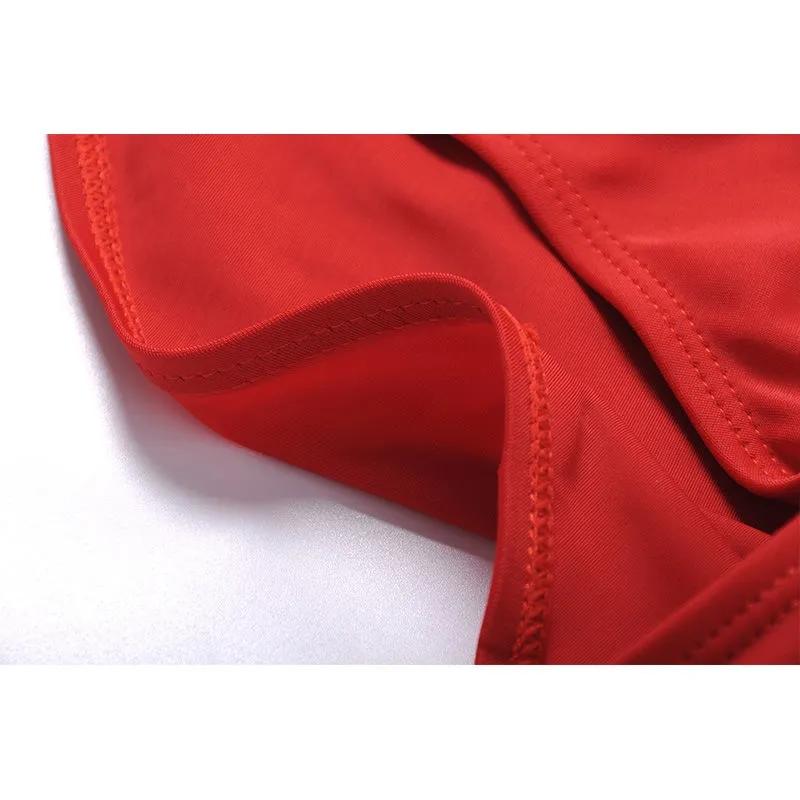 European and American Classic Open Back Hollow Sexy Conservative Cover Belly Split Swimsuit with Chest Pad Irregular Hem Beach Swimming Wear
