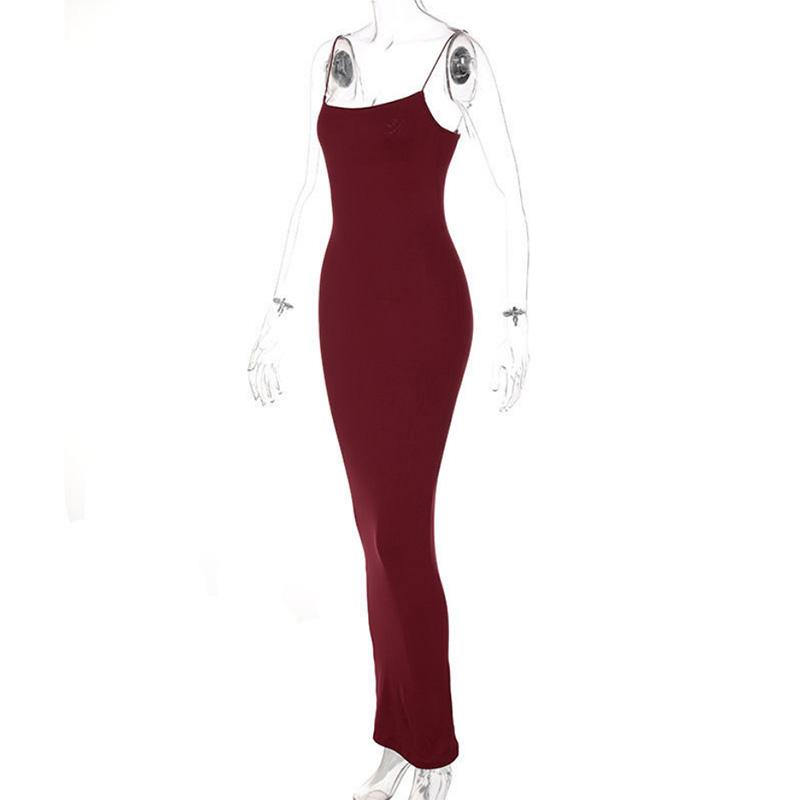 Long Knitted Solid Color Women's Sexy Sling Tube Top Dress Slim Dress Women