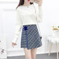 Autumn and Winter Sweater Suit Women Sweet Lace Stitching Knitted Sweater Top and Asymmetric Woolen A-line Skirt Two-piece Ladies Outfits
