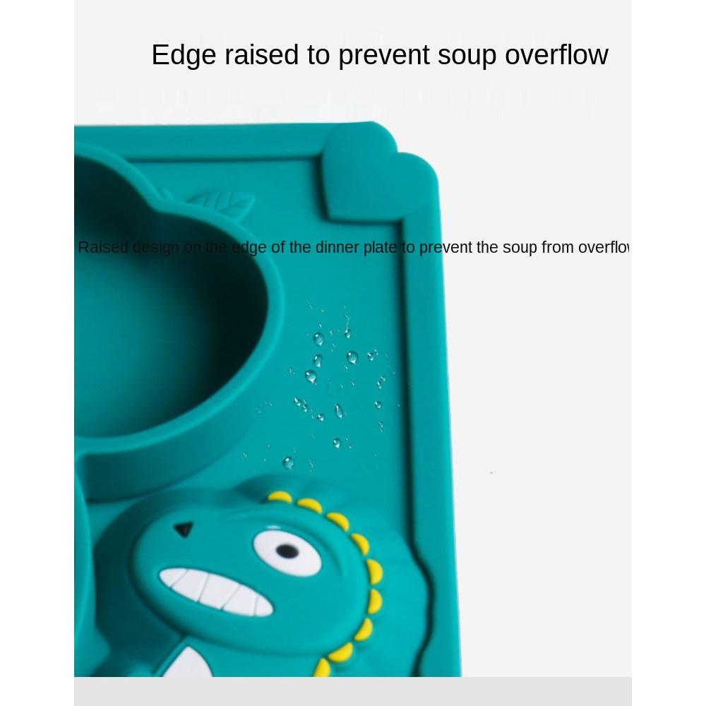 Baby Dinner Plate Suction Cup Grid Plate Cartoon Food Supplement Bowl Children Learn To Eat Silicone Cutlery Set Prato Cuencos