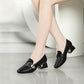 Soft Surface Comfortable Real Cowhide Thick Mid-heel Work Shoes Casual Shoes Single Shoes Women's Square Toe English Small Leather Shoes