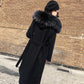 Autumn Winter Coat Cashmere Trench Jacket Women Casual Black Coat with Hooded Warm Pocket Jackets