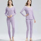 Women Autumn Clothes Winter Thermal Underwear O-neck Tops Pants Female Tight Suit Thicken Windproof Soft Lining Long Sleeve High Elasticity Slim