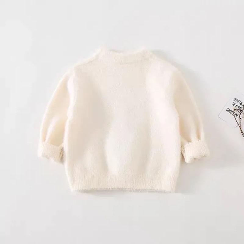 Girl Baby Sweater Pullover Autumn and Winter Clothes Girls Thickening Baby Pullover Sweater Loose Solid Color Printed Sweater