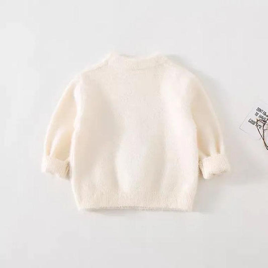 Girl Baby Sweater Pullover Autumn and Winter Clothes Girls Thickening Baby Pullover Sweater Loose Solid Color Printed Sweater
