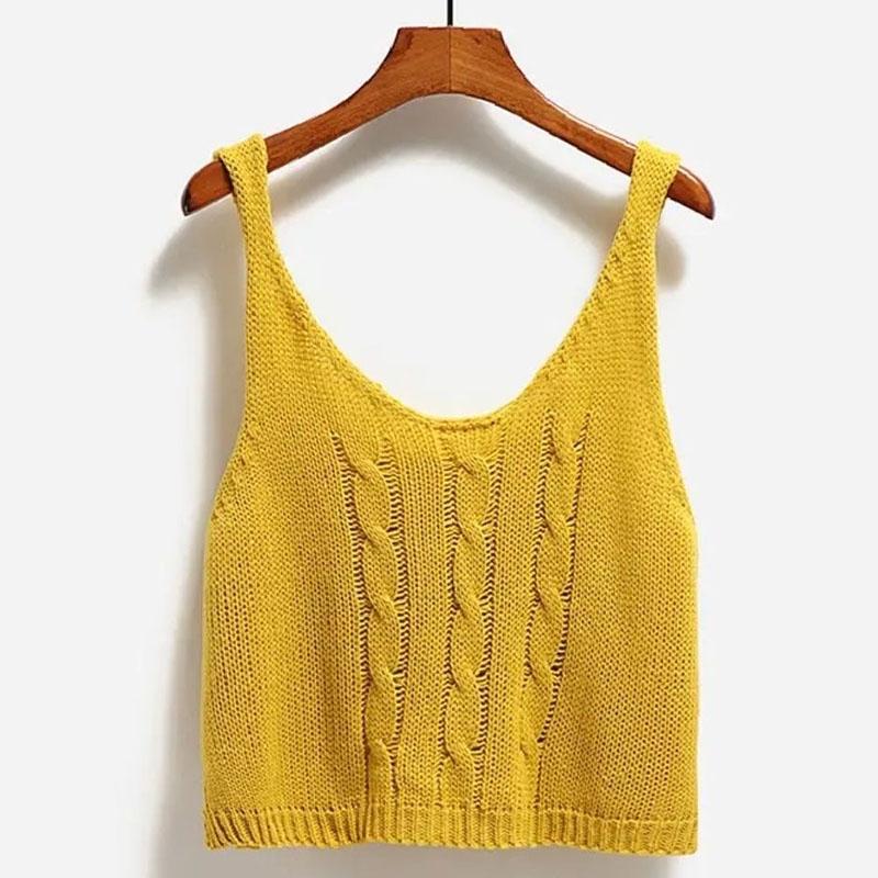 Loose Small Sling Sweater Vest with Sleeveless Knitted Vest and Casual Short Women's Top