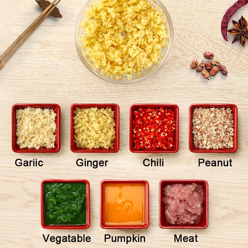 Mini Food Garlic Vegetable Grinder Chopper Mincer Crusher Press Meat Nut Pepper Onion Multi-function