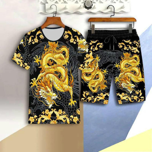 Men's Summer Chinese Style Men's Short Sleeve Short Sleeve Set Men's 3D Printed Short Sleeve Set