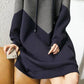 Women's Spring and Autumn Long Hoodie Color Matching Casual Hoodied Dress Large Size Loose and Versatile Hoodie