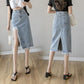 High-waist Denim Skirt Female Spring  Summer Looks Thin Split Split Hole Mid-length Hip Skirt  A-line Skirt