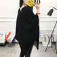 Elegant Women Hairball Shawl Sweater Tassels Loose Batwing Cape Knitwear Outwear Ponchos