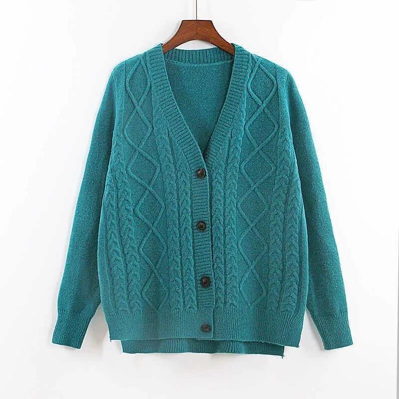 Knit Sweater Cardigan Women's Spring Short Shawl Outer Top V-neck Loose Twist Sweater Coat