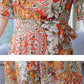 Dress Summer Women's Large Size Chiffon Waist Waist Was Thin Floral Long Skirt A-line Version Long Skirt Large Skirt Waist Waist Was Thin Beach Dress