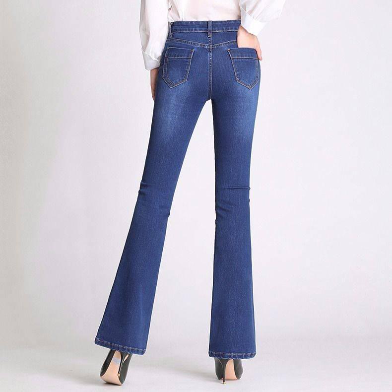 Women High Waist Denim Jeans Flare Pants Jeans Woman Stretch Bell-Bottom Loose Pants Plus Size