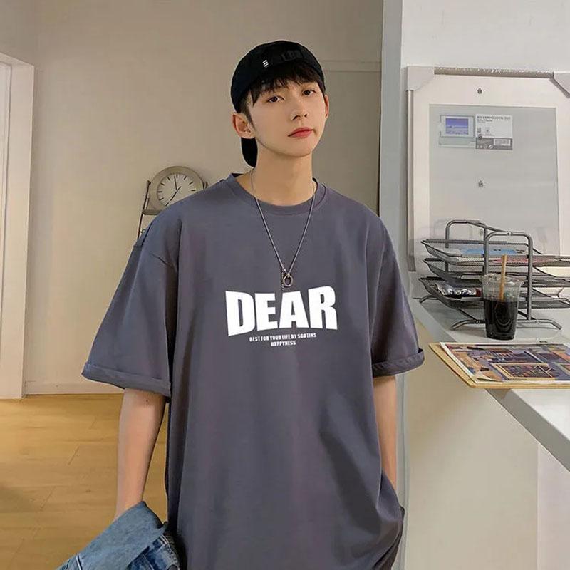 Summer T-shirt Men's Simple Letter Printing Couple Wear Loose Casual Niche Short-sleeved T-shirt