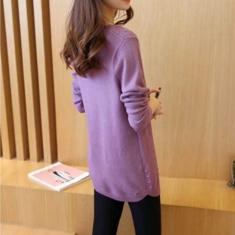 Pofulove Fashion Mid-length Round Neck Wild Base Sweater Knitted Base Sweater Sweater Women Winter