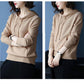 Spring Sweater Women Hooded Collar Pullover Solid Color Knitted Short Jacket Fashion Casual