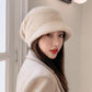 Women's Autumn Winter All-match Korean Version Warm Pile Hat Knitted Woolen Hat Solid Knitting Hat with Brim Rabbit Hair Blend Rhinestone Hat